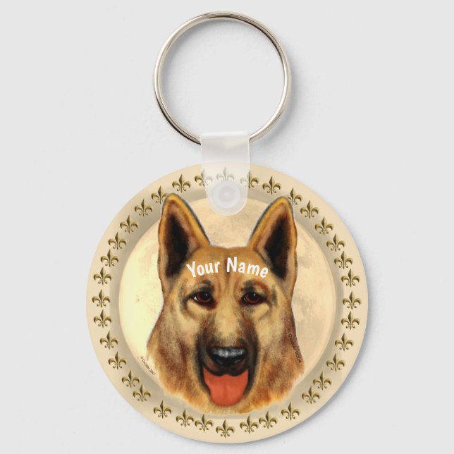 German Shepherd custom name  Key Ring (Front)