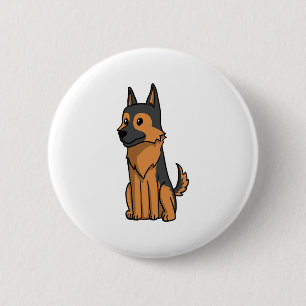 German Shepherd Cute Cartoon  6 Cm Round Badge