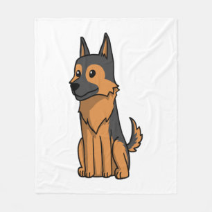 German Shepherd Cute Cartoon Fleece Blanket