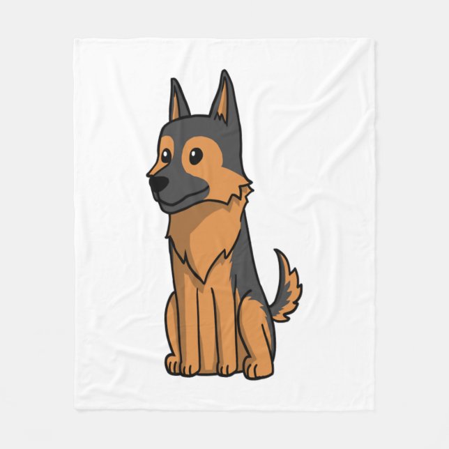German Shepherd Cute Cartoon  Fleece Blanket (Front)