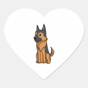 German Shepherd Cute Cartoon Heart Sticker