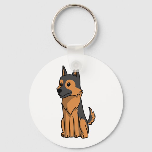 German Shepherd Cute Cartoon  Key Ring (Front)
