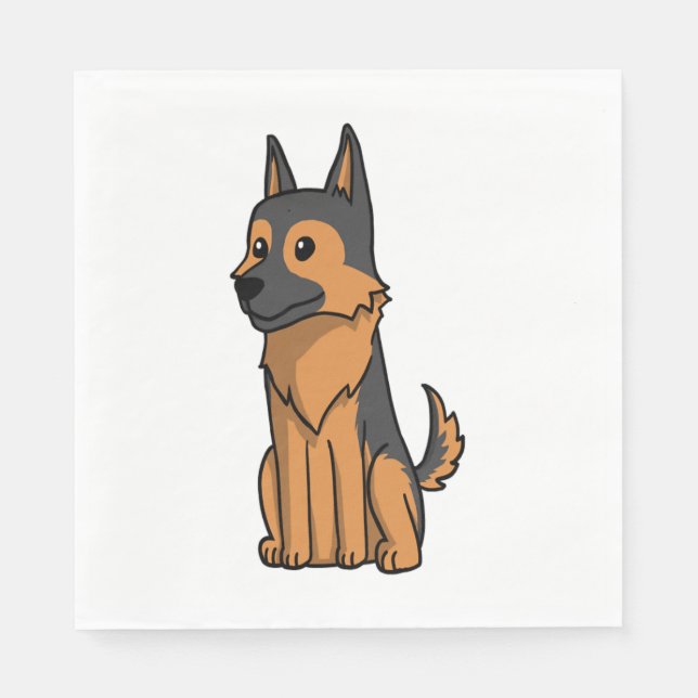 German Shepherd Cute Cartoon  Napkin (Front)