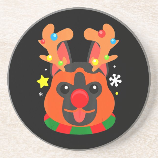 German Shepherd Cute Christmas Coaster (Front)