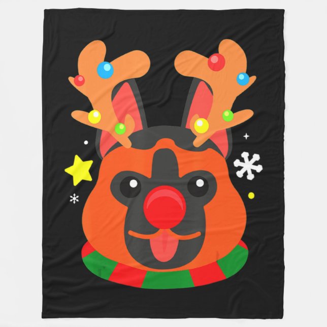 German Shepherd Cute Christmas Fleece Blanket (Front)