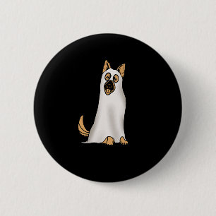 German Shepherd Cute Dog Wearing Ghost Funny Hallo 6 Cm Round Badge