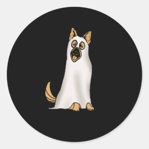 German Shepherd Cute Dog Wearing Ghost Funny Hallo Classic Round Sticker