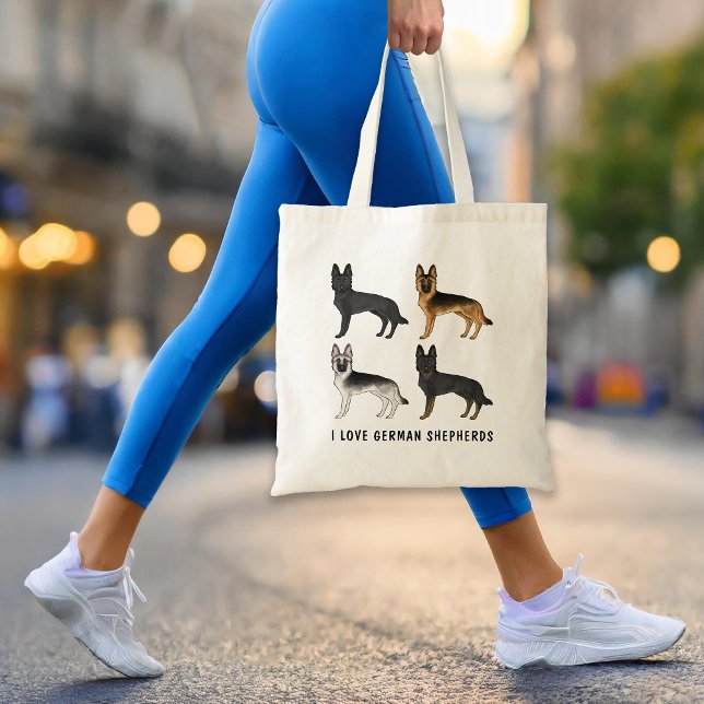German Shepherd Cute Dogs I Love German Shepherds Tote Bag (Please note: This image is a digital mockup. The product may not be in scale.)