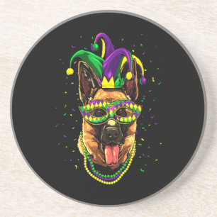 German Shepherd Cute Mardi Gras Carnival Coaster