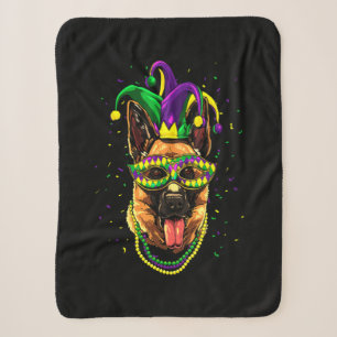 German Shepherd Cute Mardi Gras Carnival Sherpa Blanket