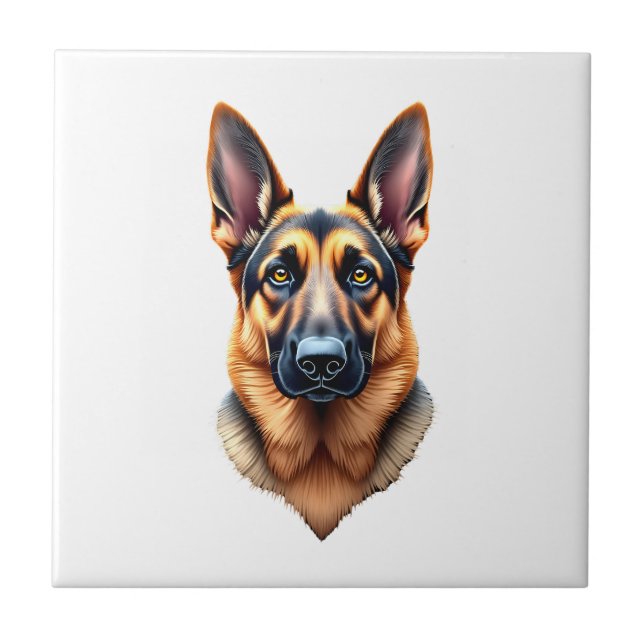 German Shepherd Cute Puppy Dog (1) Ceramic Tile (Front)