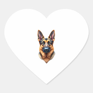 German Shepherd Cute Puppy Dog (1) Heart Sticker