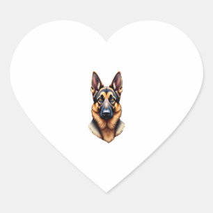 German Shepherd Cute Puppy Dog (2) Heart Sticker