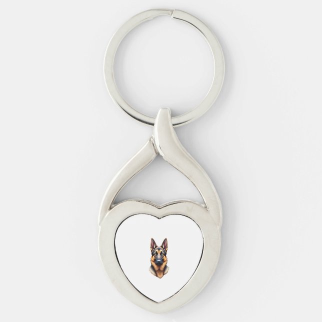 German Shepherd Cute Puppy Dog (2) Key Ring (Front)