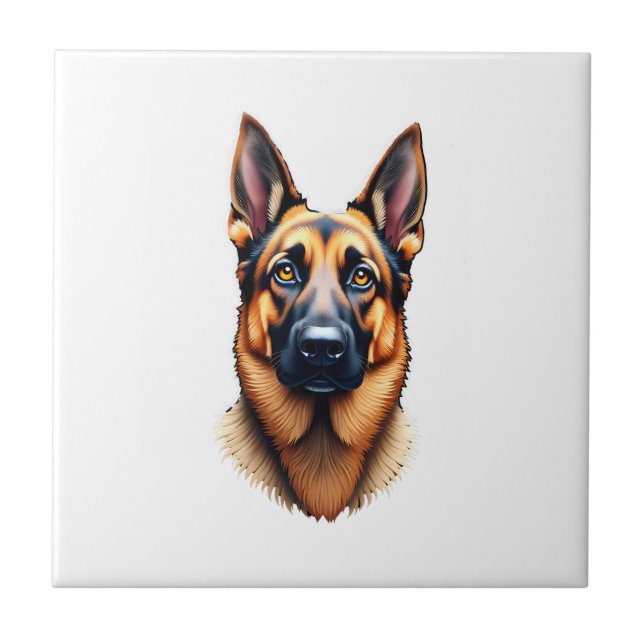 German Shepherd Cute Puppy Dog (4) Ceramic Tile (Front)
