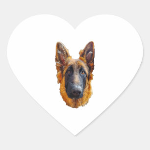 German Shepherd Cute Puppy Dog LSC Heart Sticker