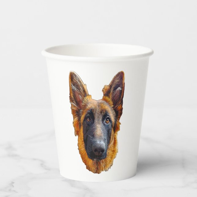 German Shepherd Cute Puppy Dog   Paper Cups (Front)