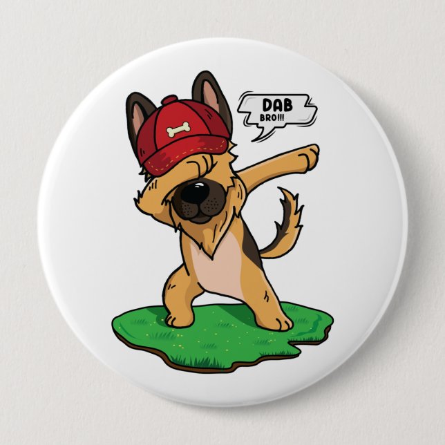 German Shepherd Dabbing 10 Cm Round Badge (Front)