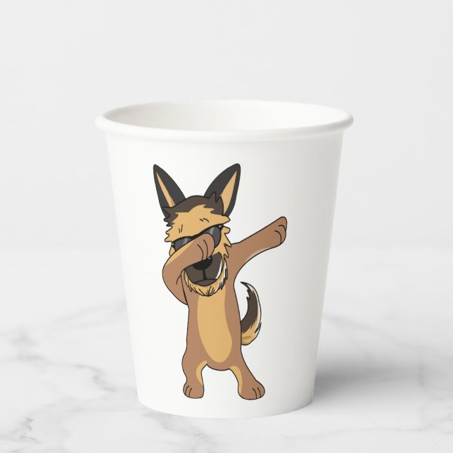 German Shepherd Dabbing Window Decals for car Truc Paper Cups (Front)