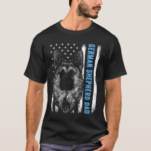 German Shepherd Dad  For Men American Flag Dog Dad T-Shirt