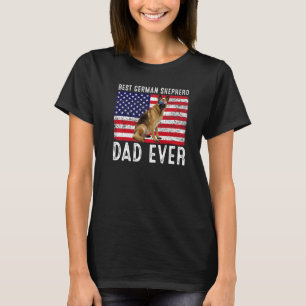 German Shepherd Dad Usa American Flag Dog  Owner   T-Shirt