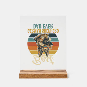 German Shepherd Dad Vintage Sunset Shirt Design Acrylic Sign