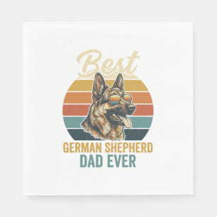 German Shepherd Dad Vintage Sunset Shirt Design Napkin