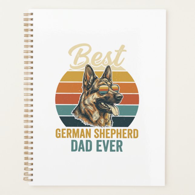 German Shepherd Dad Vintage Sunset Shirt Design Planner (Front)