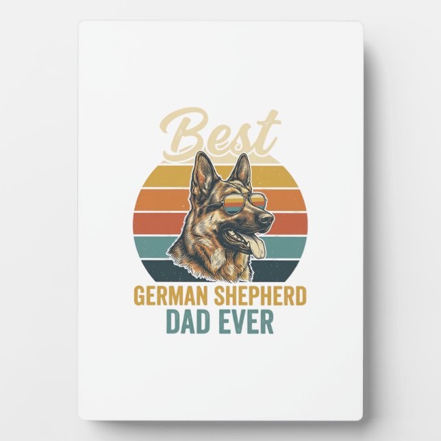 German Shepherd Dad Vintage Sunset Shirt Design Plaque (Front)