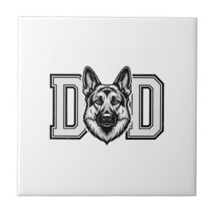 German Shepherd Dad Vintage Vector Shirt Design_1 Ceramic Tile