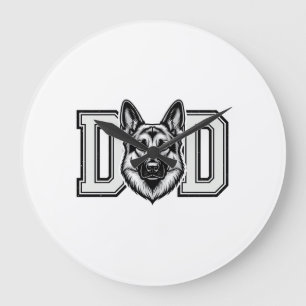 German Shepherd Dad Vintage Vector Shirt Design_1 Large Clock