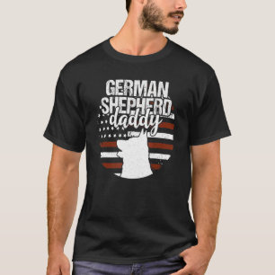 German Shepherd Daddy American Flag Dog Patriotic  T-Shirt