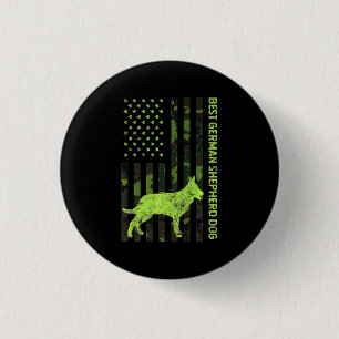 German Shepherd Distressed Usa Flag Camouflage 3 Cm Round Badge