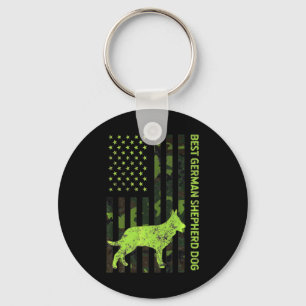 German Shepherd Distressed Usa Flag Camouflage Key Ring