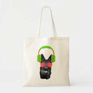 German Shepherd DJ Headphones and Glasses Tote Bag