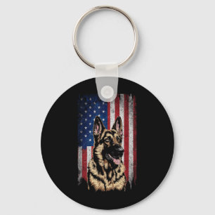 German Shepherd Dog 4th July Patriotic Usa Indepen Key Ring