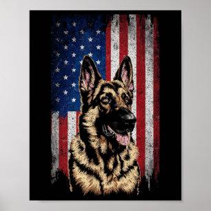 German Shepherd Dog 4th July Patriotic Usa Indepen Poster