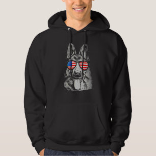 German Shepherd Dog  4th Of July American Flag Usa Hoodie