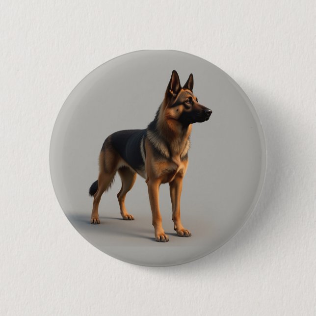 German Shepherd Dog 6 Cm Round Badge (Front)