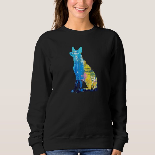 German Shepherd Dog Abstract Painting Art Colourfu Sweatshirt (Front)