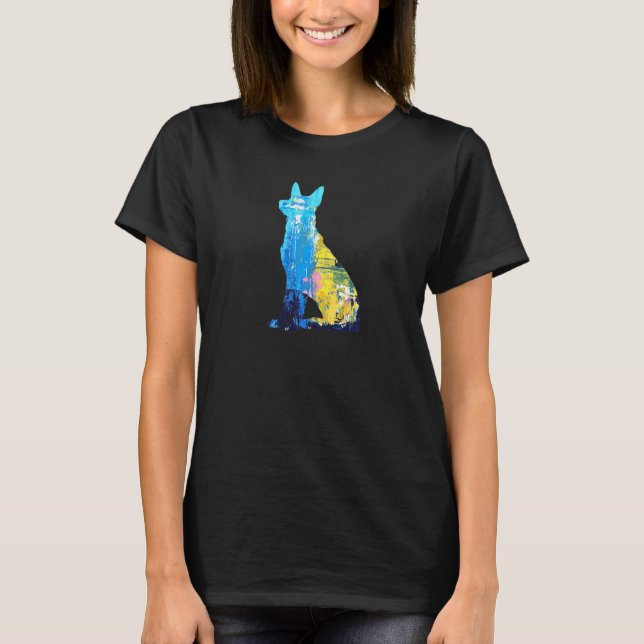 German Shepherd Dog Abstract Painting Art Colourfu T-Shirt (Front)