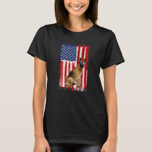 German Shepherd Dog American Flag Patriotic  4th J T-Shirt