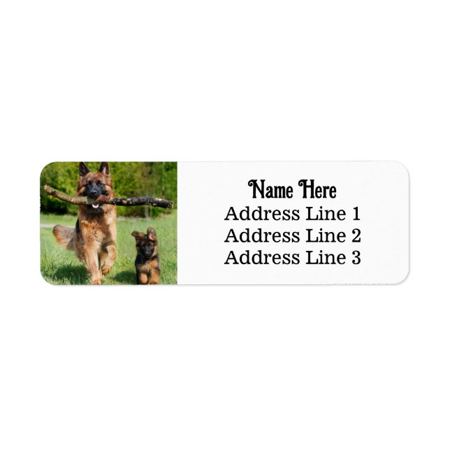 German Shepherd Dog and Puppy Return Address Label (Front)