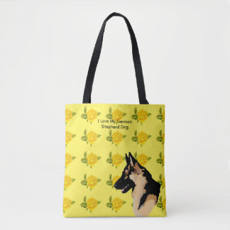 German Shepherd Dog and Yellow Roses Tote Bag