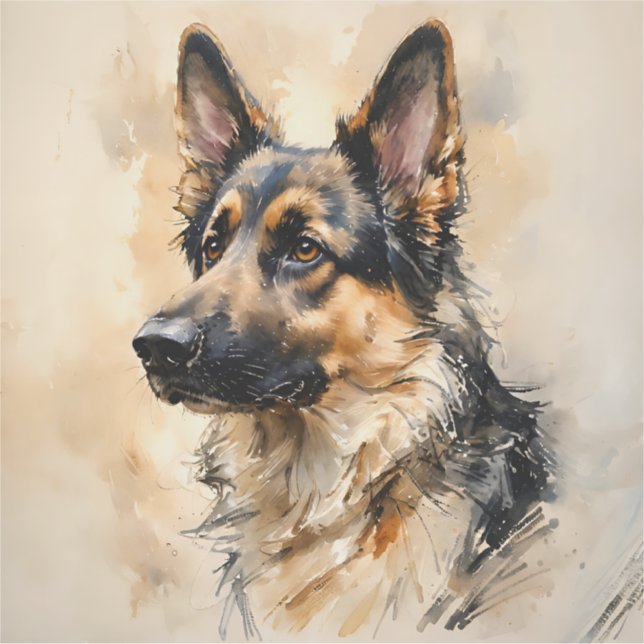 German Shepherd Dog Art Design Sticker (Front)