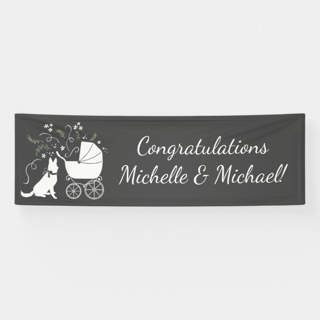 German Shepherd Dog Baby Shower Banner (Horizontal)
