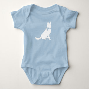 German Shepherd Dog Baby Shower Blue Boy Baby Bodysuit