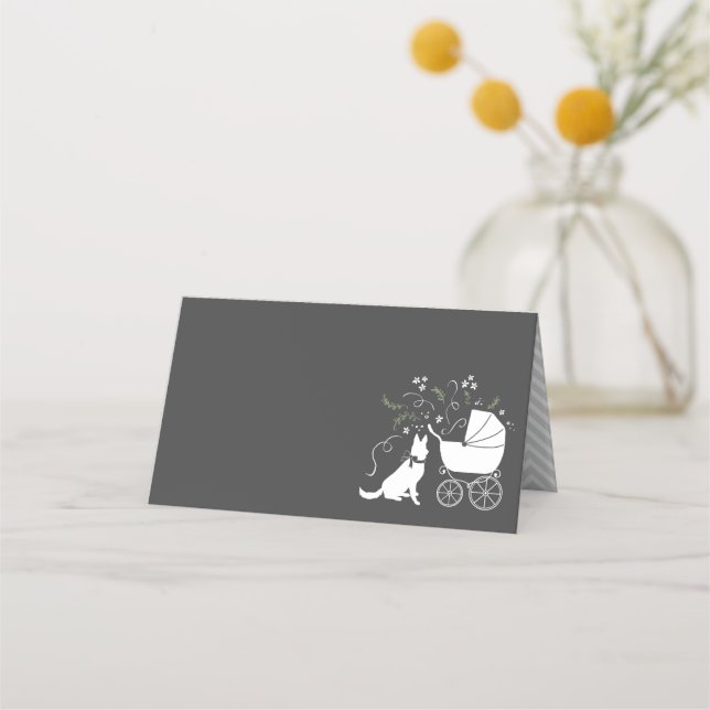 German Shepherd Dog Baby Shower Genderless Place Card (Front)