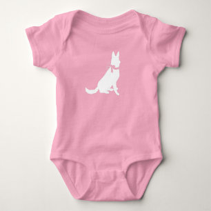 German Shepherd Dog Baby Shower Pink Girl Bodysuit
