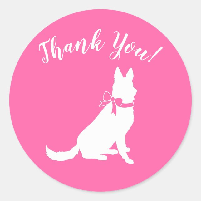 German Shepherd Dog Baby Shower Pink Girl Classic Round Sticker (Front)